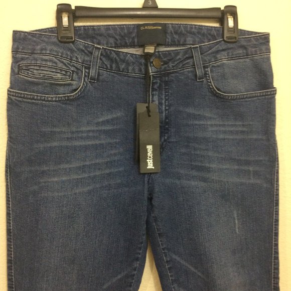 Just Cavalli Mens Slim Fit Medium Wash Jeans Logo - Picture 4 of 11